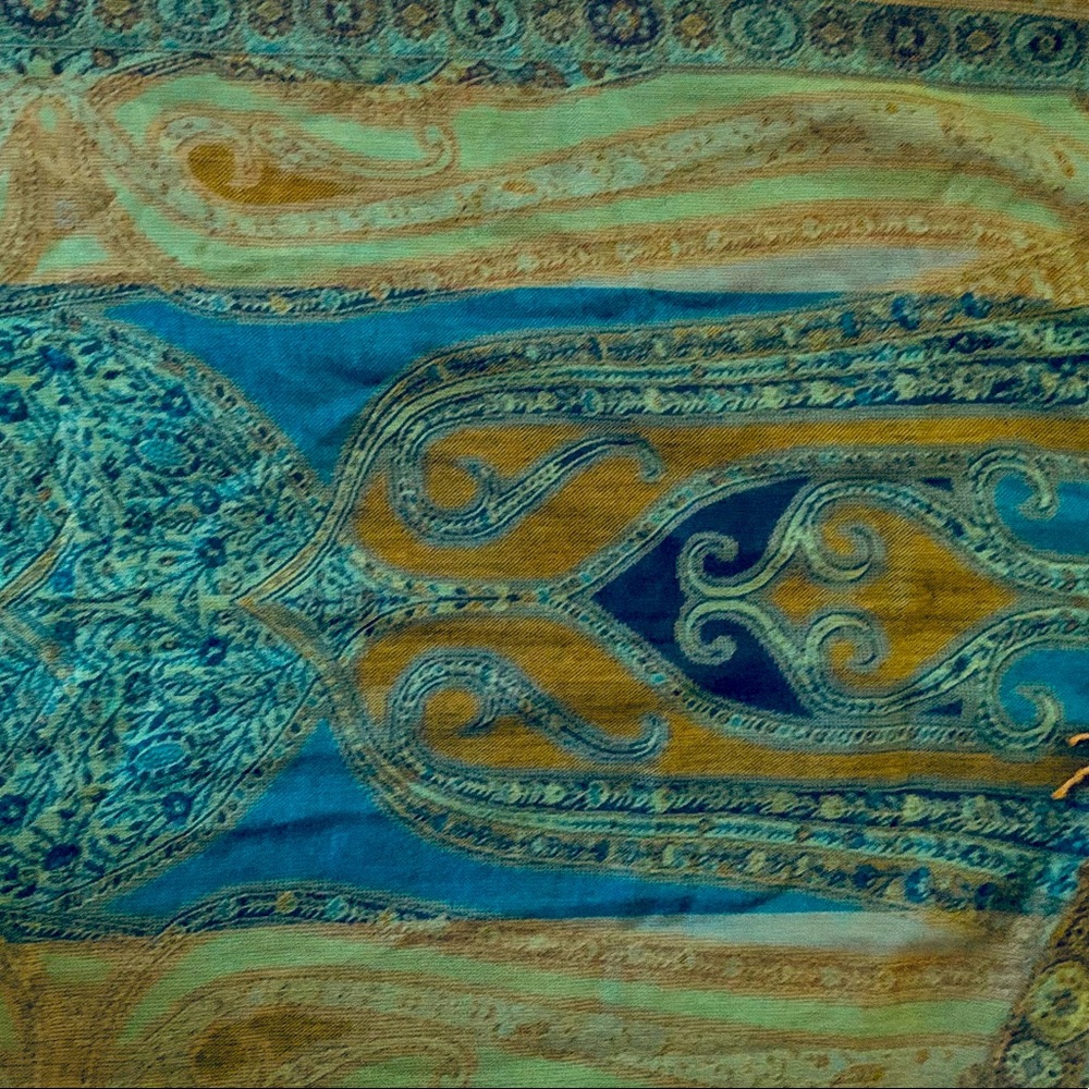 Long soft scarf - blues and greens